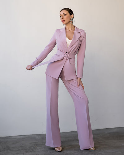 Dusty Pink BELTED WIDE-LEG SUIT 2-PIECE (ARTICLE 030)