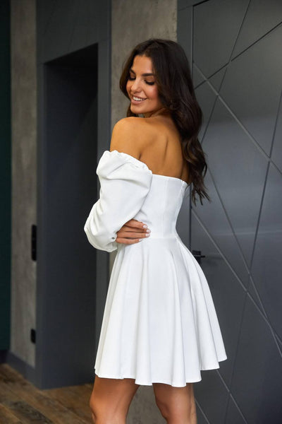 White BACKLESS PUFF SLEEVE MINI DRESS (ARTICLE 403)