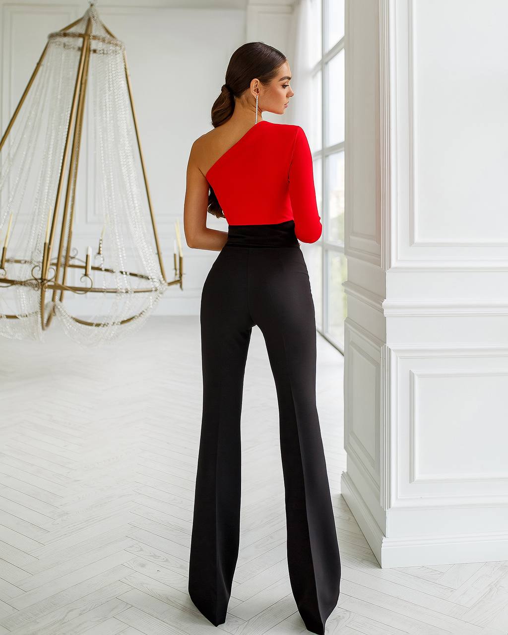 Red ONE-SHOULDER CUT-OUT TOP (ARTICLE 358)