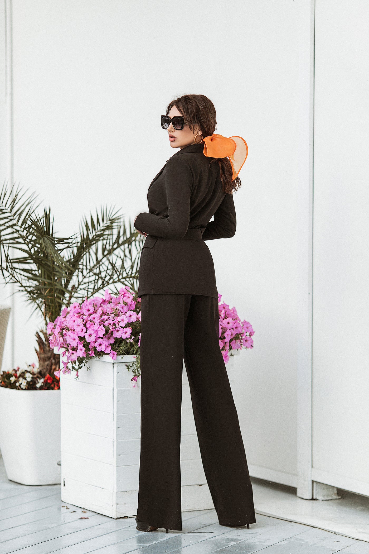 Black BELTED WIDE-LEG SUIT 2-PIECE (ARTICLE 030)