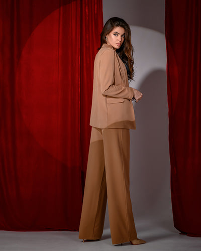 Camel Belted Wide-Leg Suit 2-Piece (article 030)