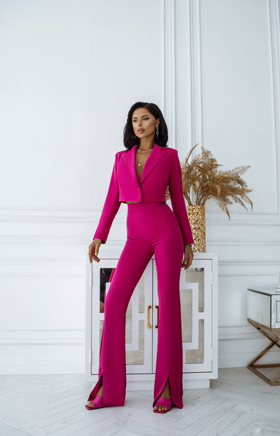 Crimson CROP JACKET SUIT 2-PIECE (ARTICLE C377)